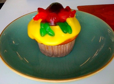 Birthday spider cupcake