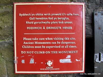 Sign at Conwy Castle