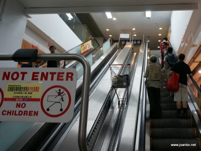 Escalator for shopping trolleys